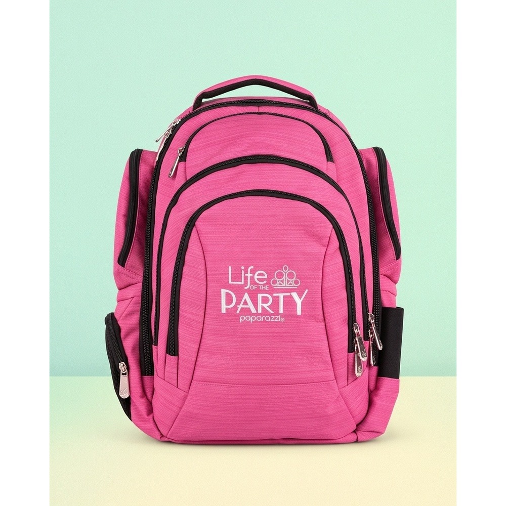 Paparazzi Life of the Party Platinum Exclusive Pink Backpack 2023 Rare Accessory